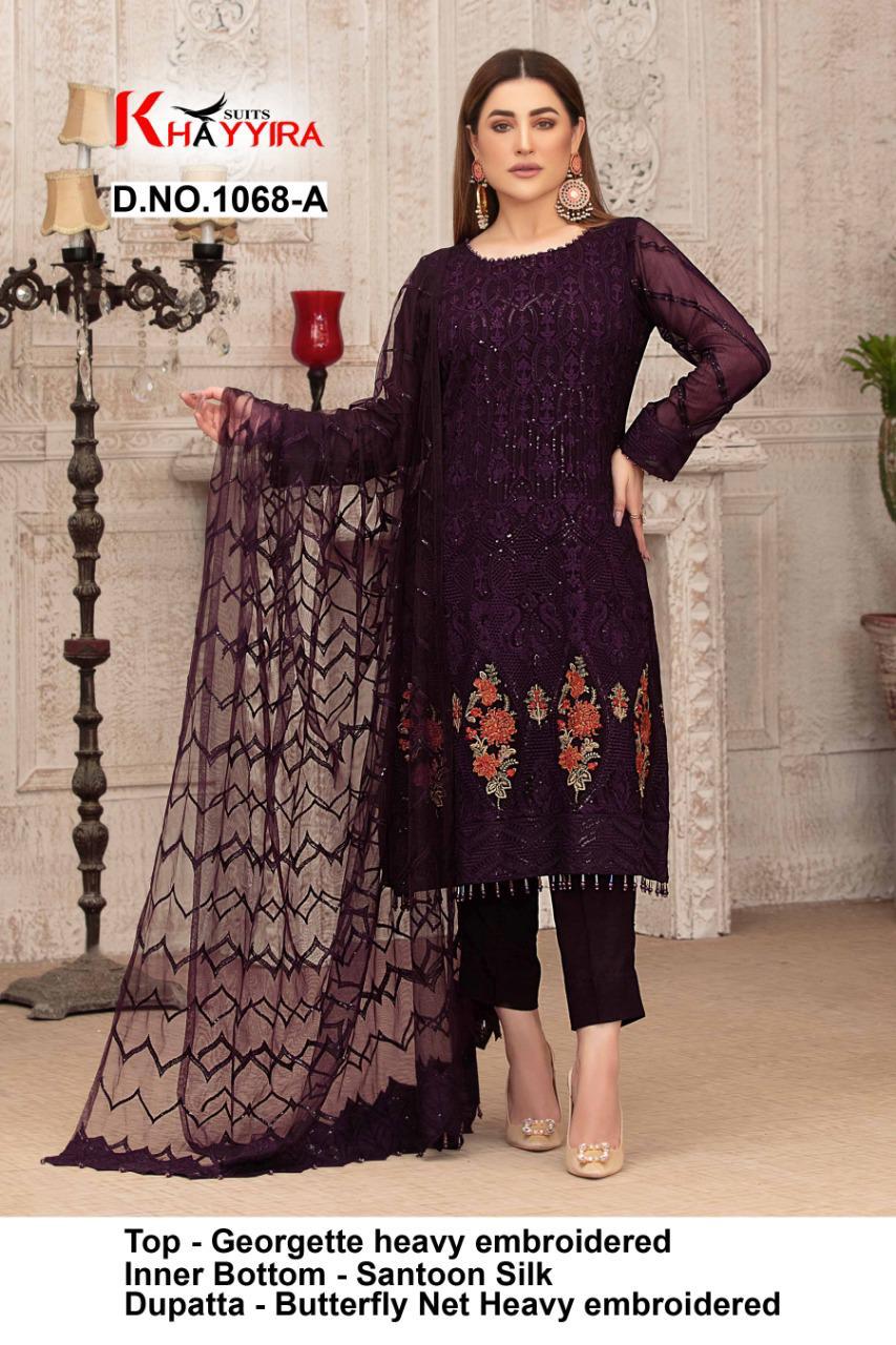 PAKISTANI SUITS D NO 1068A BY KHAYYIRA